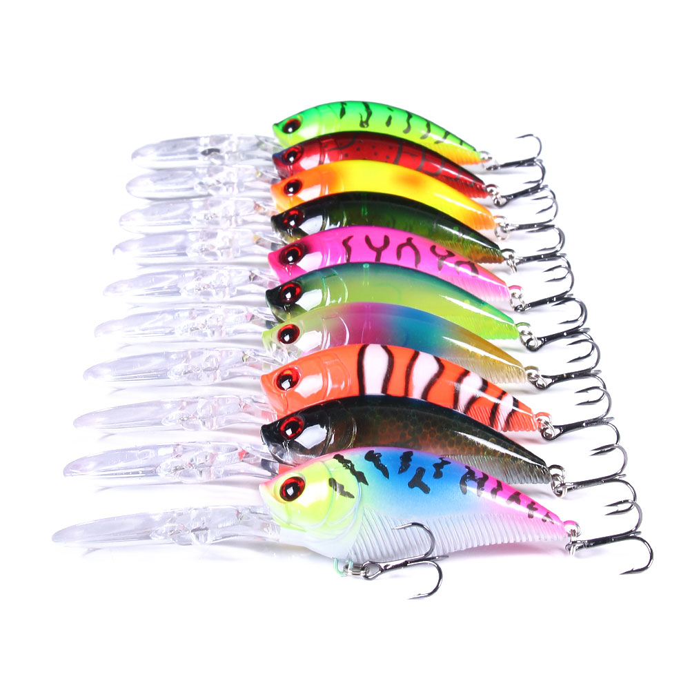 HENGJIA Crankbait Crankbaits for Bass Fishing Lures 10pcs Deep Diving Crankbait 4.92inches Bass Crankbaits Fishing Hard Baits for Bass Trout Freshwater and Saltwater