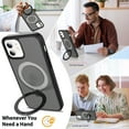 thumbnail image 4 of Magnetic Matte Phone Case with Ring Kickstand for iPhone 14 (6.1"), Compatible with MagSafe and Magnetic Car Mount/Power Bank, Anti-Scratch, Protective Translucent Back Cover, Black, 4 of 7