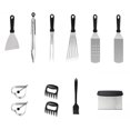 thumbnail image 1 of Kit De Accesorios Para Plancha Kit de plancha superior plana de 11 Uds., acero inoxidable, apto para lavavajillas, esencial para barbacoa al aire libre, 1 of 9