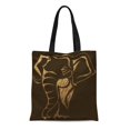 thumbnail image 1 of JSDART Canvas Tote Bag Wild Brown Tribal Elephants Reusable Handbag Shoulder Grocery Shopping Bags, 1 of 1