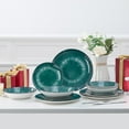 thumbnail image 2 of Bestone 12 Pieces Porcelain Dinnerware Set, Plates and Bowls Sets,Service for 4, Green, 2 of 9