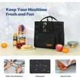 thumbnail image 6 of Maelstrom Lunch Box, 23L Insulated Lunch Bag, Expandable Double Deck Cooler Bag, Lightweight Leakproof Tote Bag With Side Tissue Pocket, Suit For Men and Women, Black, 6 of 22