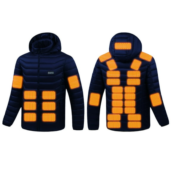 Goodtrade8 Winter Jackets for Men Puffer Outwear Pockets Heated Big and Tall Long Sleeve with Hood Mens Coats Solid Color