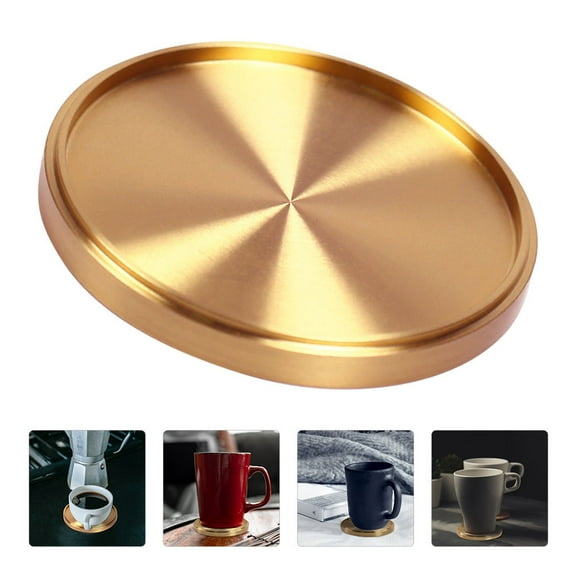 GOOHOCHY 1Set Golden Square Pure Copper Heat-Resistant Coasters for Home Use Cup Mat