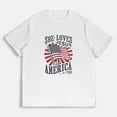 thumbnail image 2 of Women's "SHE LOVES JESUS & AMERICA" Print T-shirts Christian Church Picnic Patriotic Tops Short Sleeve Casual Graphic Tees White,L, 2 of 7