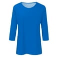 thumbnail image 4 of KDDYLITQ 3/4 Length Sleeve T Shirts Women Trendy Tops for Women Clearance Round Neck T Shirts for Women Womens Tops and Blouses, T-Shirts T Shirts for Women Graphic Blue 3X, 4 of 5
