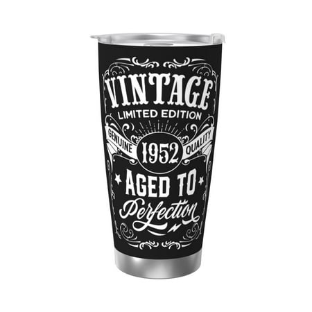 

Vintage 1952 aged to perfection 20 Oz Water Bottle Insulated Tumblers Stainless Steel Cups Double Wall Tumbler with Lid