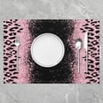 thumbnail image 2 of Pink Black Leopard Glitter Placemats Set of 4 Ombre Pink Table Place Mats Glam Glitter Art Placemat for Kitchen Dining Table 18"x12" Bling Shiny (Not Glitter) Indoor Outdoor Decor Table Mats, 2 of 4