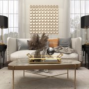 DecMode 40 x 40 Gold Geometric Wall Mirror with Grid Pattern