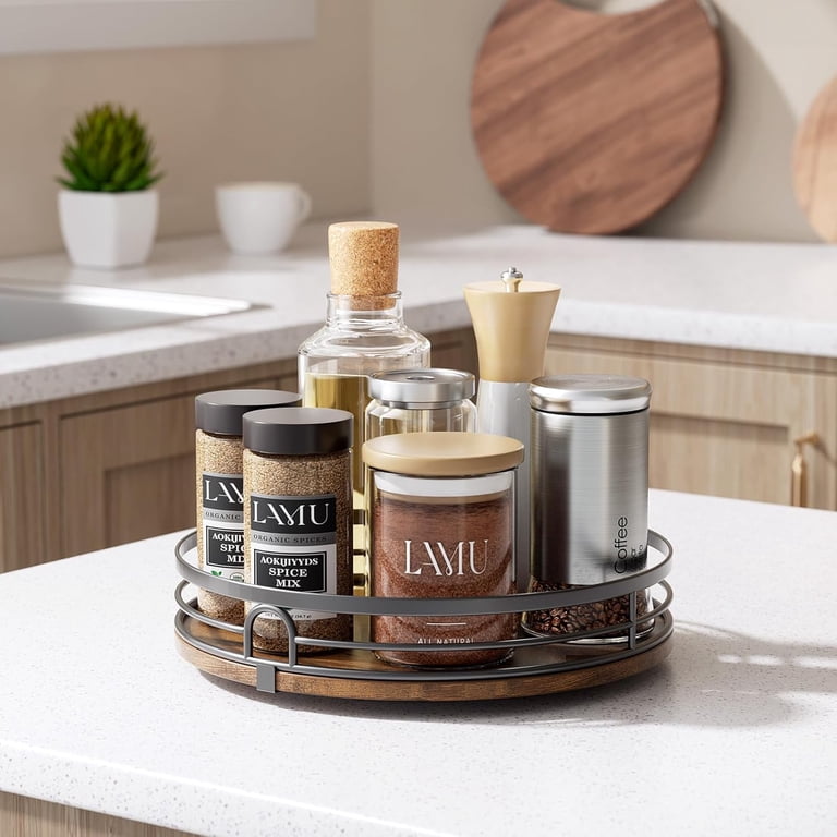 LAMU 9-Inch Wooden Lazy Susan Organizer photo 5