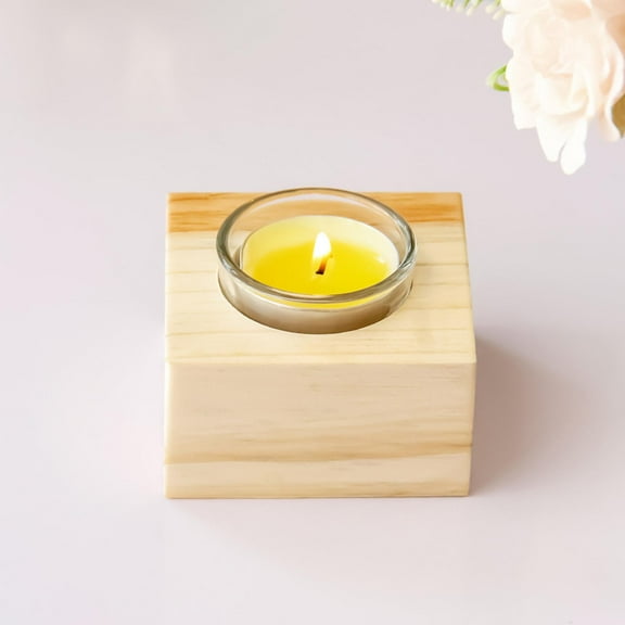 Tea Light Candle Holders, Wooden Votive Tealight Holder for Wedding Centerpieces Table, Halloween Christmas Party Valentine's Decoration 7x7x5.3cm