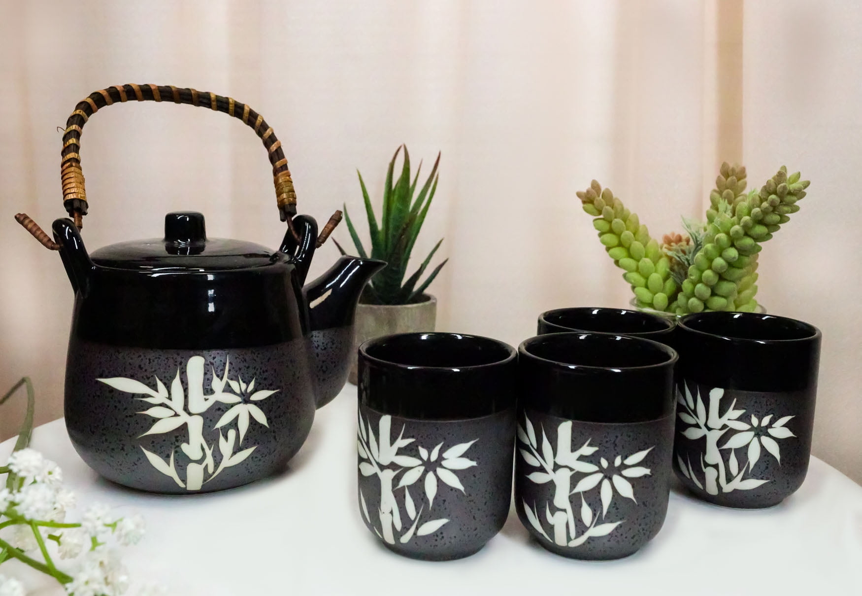 strainer 4 Cups gift box 5pc Ceramic ORIENTAL BEAUTIES Chinese Tea Set Teapot 
