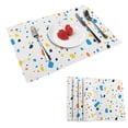 thumbnail image 1 of DouZhe Ensemble de 4 Napperons en Polyester, Motif Terrazzo Bleu Orange, Résistants à la Chaleur pour Table à Manger, 12 Pouces x 18 Pouces, 1 of 6