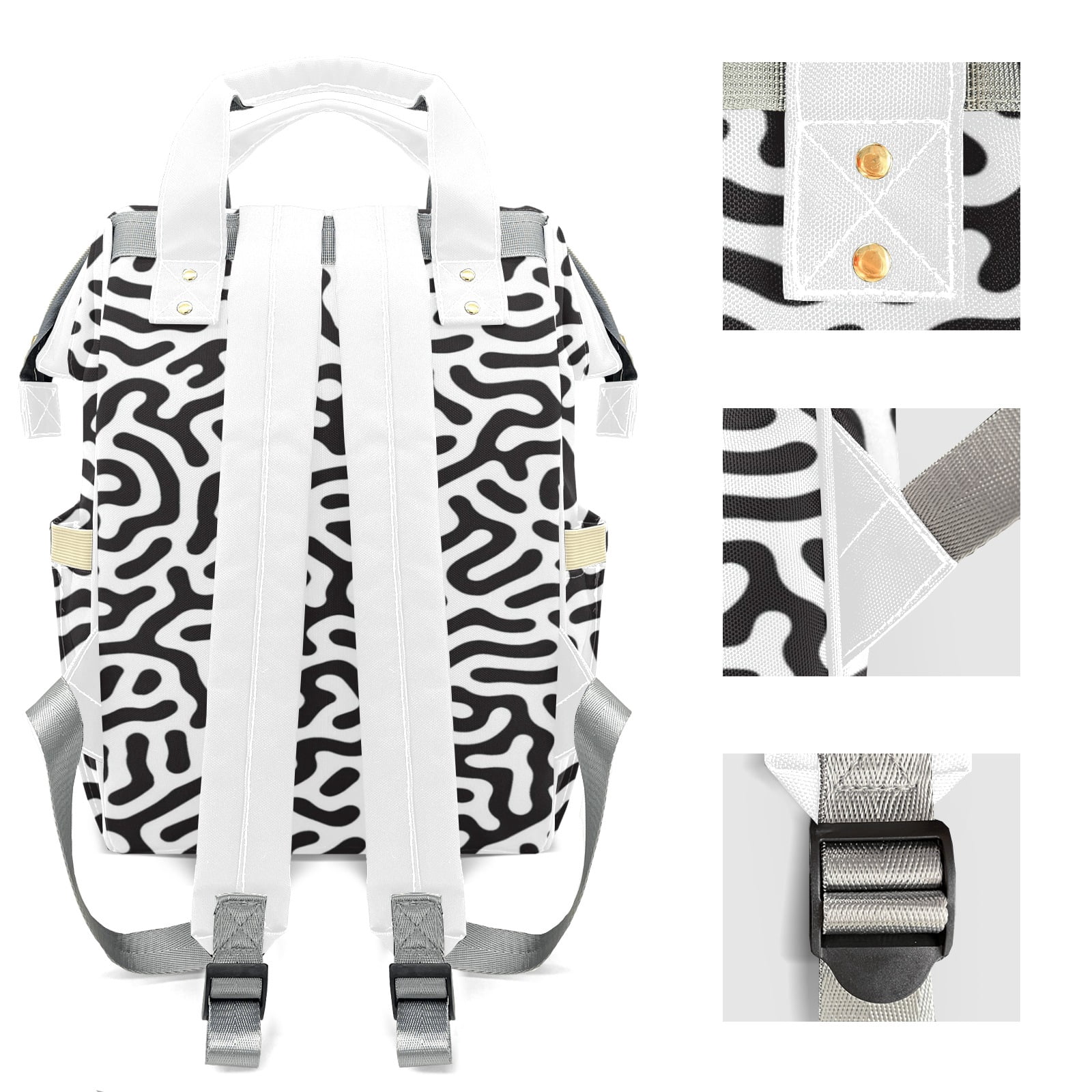 Abstract Geometric Pattern Diaper Bag Backpack – Large Capacity, Insulated Baby Bottle Pocket, Multifunctional Mommy Bag for Boys & Girls