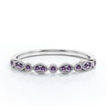 thumbnail image 3 of JeenMata Art-Deco 0.25 Carat Round Brilliant Cut February Birthstone Filigree Milgrain Wedding Band in 18K White Gold Plating for Women, 3 of 10