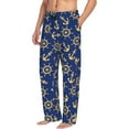 thumbnail image 2 of Uemuo Anchors and Nautical Pattern Men's Wide Leg Palazzo Lounge Pants with Pockets Light Weight Loose Comfy Casual Pajama Pants-Large, 2 of 9