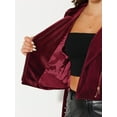 thumbnail image 5 of MODA NOVA Juniors Velvet Notched Lapel Zip Cropped Motorcycle Jacket with Belt, 5 of 5