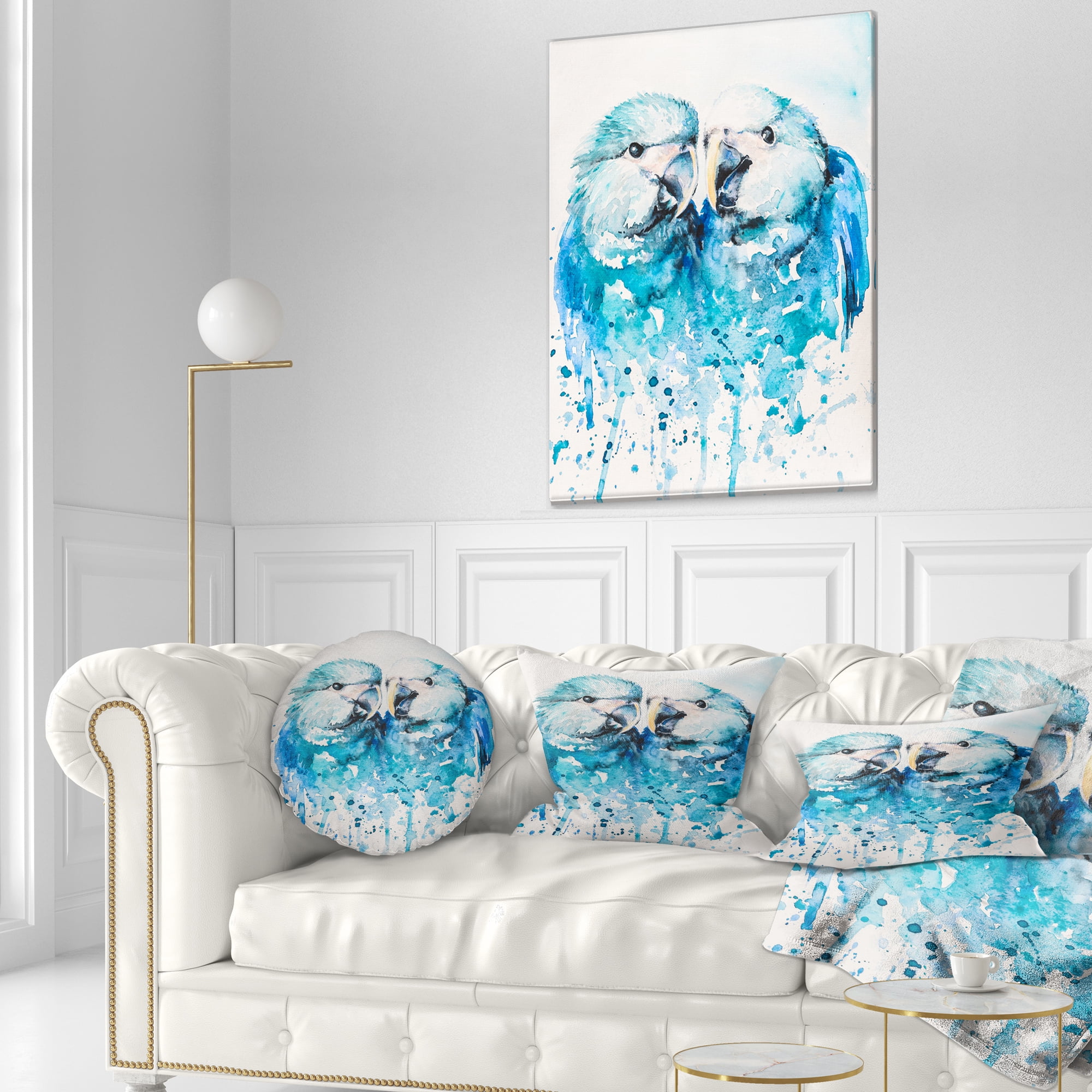 Designart Spix s Macaw Watercolor - Abstract Throw Pillow - 12x20
