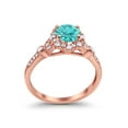 thumbnail image 4 of Floral Art Deco Ring Rose Tone Paraiba Tourmaline CZ 925 Sterling Silver Size 5, 4 of 5
