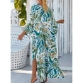 thumbnail image 2 of Cuteduck Women's Dress Summer Long Sleeve V-Neck Loose Flowing Print Bohemian Maxi Dress Free Size, 2 of 9