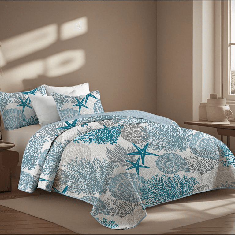 Davulos Piece Coastal Quilt Sets Twin Size，Reversible