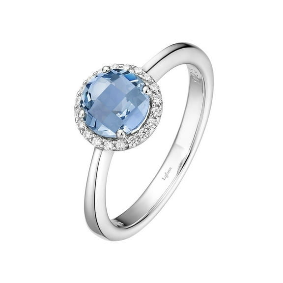Lafonn Birthstone Sterling Silver Platinum Plated Lassire MARCH Ring (1.05 cttw)