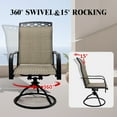 thumbnail image 3 of Patio Swivel Chairs Set of 2, Waterproof Outdoor Dining Chairs with All-Weather Textilene Mesh, High Back Rocker Chairs for Deck, Garden, and Backyard (Beige), 3 of 8