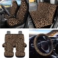 thumbnail image 2 of Uorisanigo Leopard Pint Set of 15 Car Seat Cover Full Set with Car Steering Wheel Wrap Seatbelt Cover Car Coaster Auto Trash Can Air Vent Pouch Rearview Mirror Cover Keychain Keyrings, 2 of 7