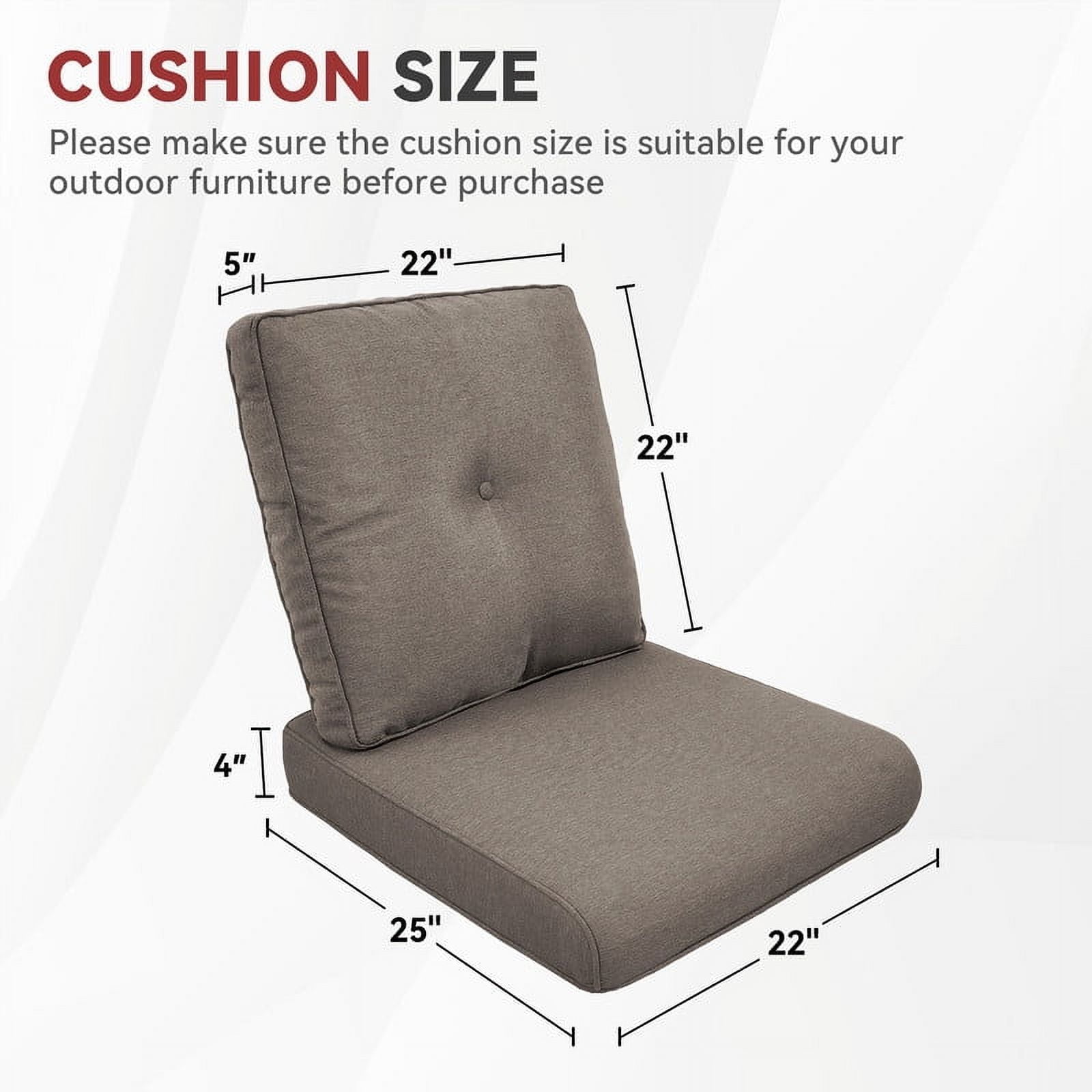 Bellefurn Deep Seat Cushion Set 25x22x4 inch Outdoor Cushions for Patio Furniture,Outdoor Chair Cushions Waterproof & Fade Resistant Patio Furniture Cushions for Wicker Chair,Sofa,Couch