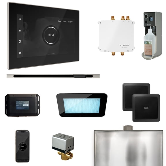 Mr Steam Bliss Steam Shower Ctrl Pkg w/iSteamX Control and Linear Steamhead in Black Polished Nickel