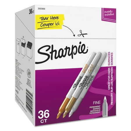 - Sharpie Metallic Permanent Markers - Office Pack, Fine, Gold/Silver/Bronze, 36/PK