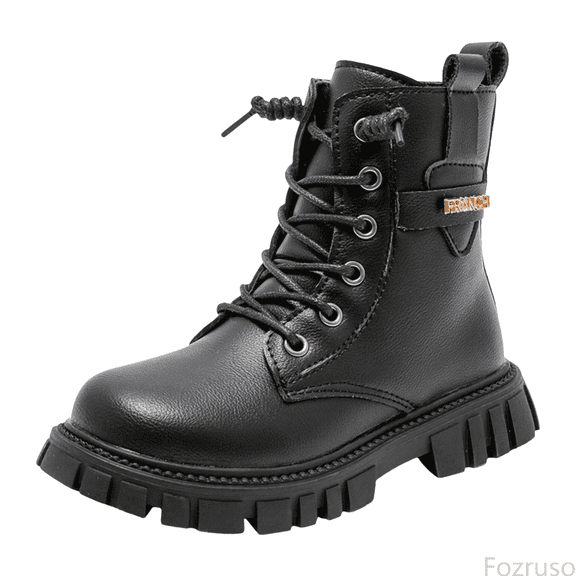 Fozruso Children Shoes Fashionable Flat Boots Comfortable Soft Sole Leather Children Boots Boots, Lined Boots Sizes 10.5 Little Kid(4-4.5 Years)