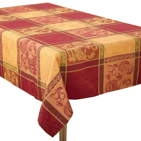 

Occasion Gallery Orange Fall Colors Thankgiving Holiday Jacquard Design Dinner Tablecloth 72 x 104 Rectangular