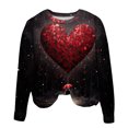 thumbnail image 2 of Qiopertar Mode de la Saint-Valentin Chandail en Molleton Décontracté à Manches Longues Col Rond Imprimé pour Femmes Offres de la Semaine Liquidation à Moins de 5$ Économie jusqu'à 90 % de Réduction, 2 of 4