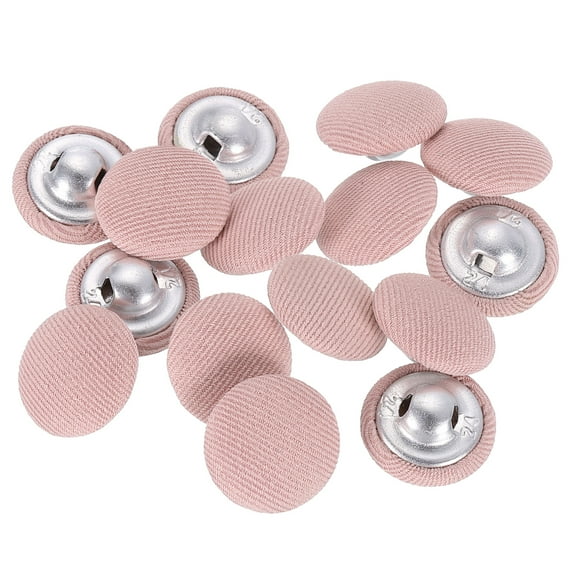 Uxcell 15 Pack Fabric Cloth Covered Button, 15mm 24L Metal Shank Round Sewing Buttons Fabric Covered Button for Coat Dress Sweater Hats Crafts Making, Pink