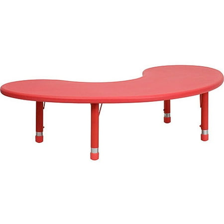 Flash Furniture YU-YCX-004-2-MOON-TBL-RED-GG Adjustable Half-Moon Red Plastic Activity Table (Top Only ) 