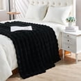 thumbnail image 5 of Home Soft Things Bubble Textured Faux Fur Throw Blanket, Cozy & Reversible, 50x60", Black, 5 of 8