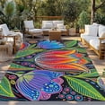 thumbnail image 2 of Abstract Tulip Flowers Outdoor Rug for Patio/Deck/Porch, Non-Slip Large Area Rug 4 x 6 Ft, Spring Colorful Floral Leaf Plant Indoor Outdoor Rugs Washable Area Rugs, Camping Rug Carpet Runner, 2 of 8