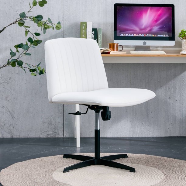 360 °Swivel Desk Chair No Wheels,Height Adjustable Office Chair,Armless Accent Chair Vanity