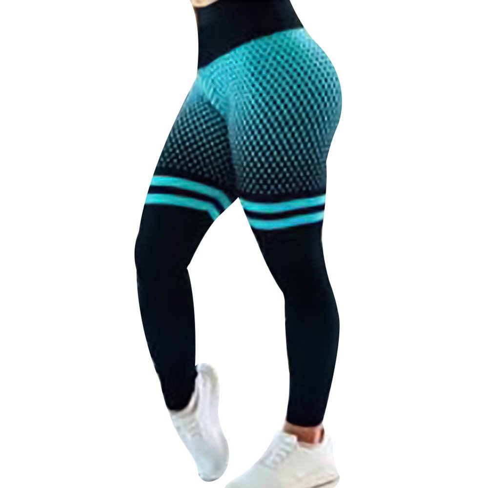 Women Grid Pattern High Waist Sport Exercise Fitness Running Yoga