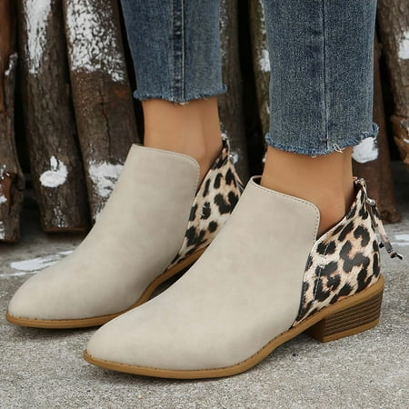 

Tawop Kids Rain Boots Low Heel Ankle Boots Large Size Leopard Print Thick Heel Bootie Ankle Boots For Women Boots