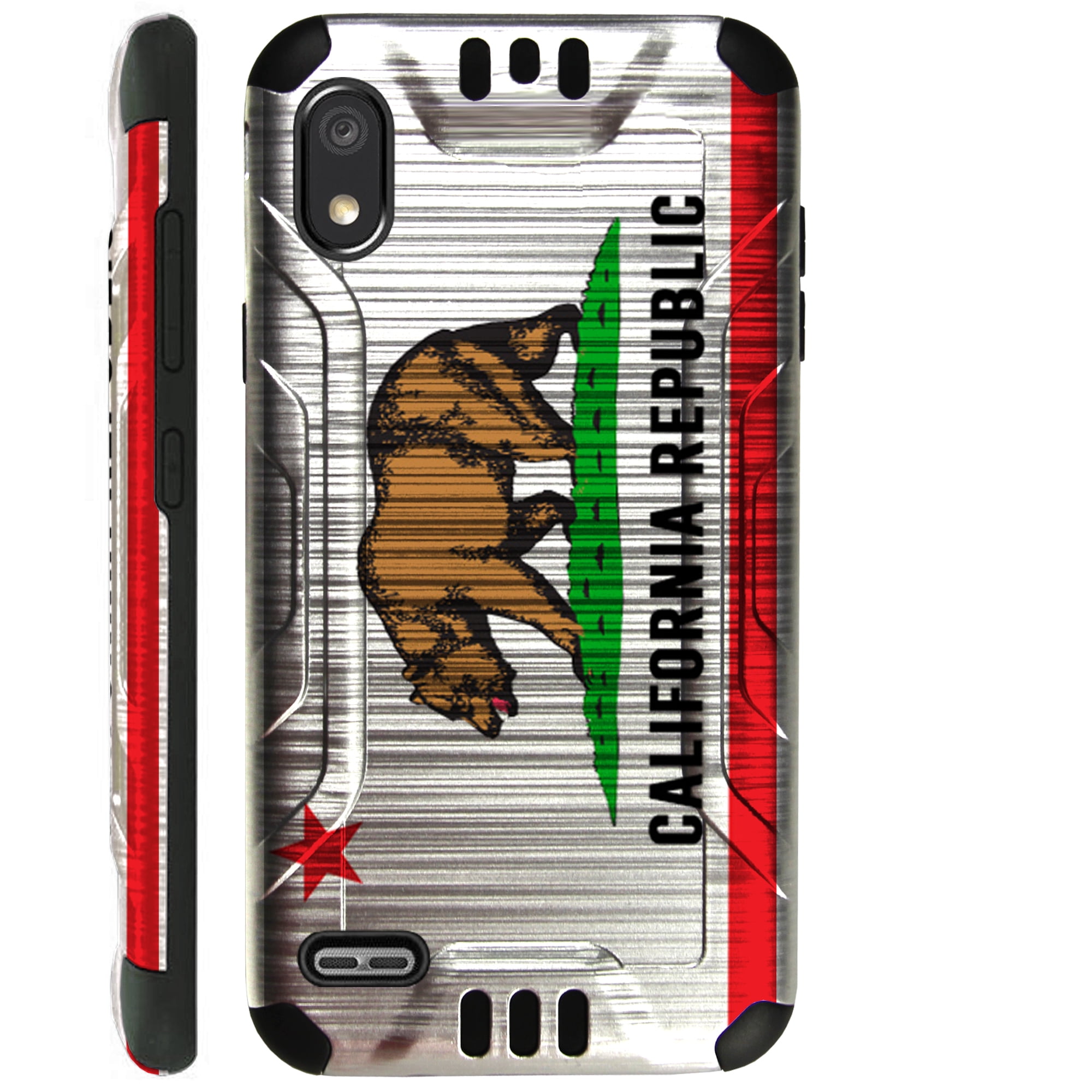 Compatible with TCL A2 Brushed Metal Texture Hybrid Silver Guard Phone