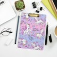 thumbnail image 7 of FMSHPON Rainbow Unicorns Pink Tie Dye Clipboard Hardboard Wood Nursing Clip Board and Pull for Standard A4 Letter 13x9 inches, 7 of 7
