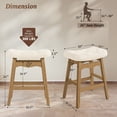 thumbnail image 5 of Carolayne 24 Inch Counter Height Bar Stools Set of 2, Upholstered Saddle Seat with Solid Rubber Wood Legs for Kitchen Island, Cream Linen, 5 of 7