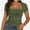 Army green, variant on Womens Square Neck Short SleeveTops Spring Summer Slim Fit Tees Shirts