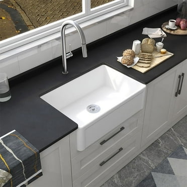 MEJE 30x20 Inch Ceramic Undermount Farmhouse Kitchen Sink Single Bowl with Grid and Strainer Combos