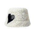 thumbnail image 1 of Women's Fashion Winter Keep Warm Solid Color Love Heart Minimalistic Retro Plush Fisherman's Hat, 1 of 3