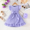 thumbnail image 2 of CAICJ98 Toddler Girl Dress Summer Ruffle Sleeve Tutu Princess Casual Knit Dresses for Girls Light Purple,5-6 Years, 2 of 7