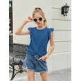 thumbnail image 5 of Arshiner Girls Shirt Short Sleeve Twist Front Tunic T-Shirt for Girls with Cute Flying Sleeves, 5 of 6