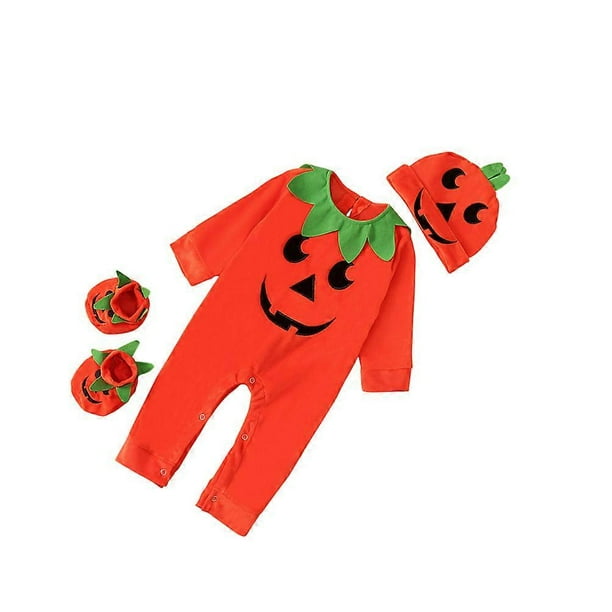 Infant Pumpkin Jumpsuit with Hat and Shoes Perfect for Family Celebrations and Playtime